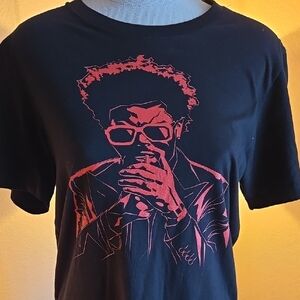 Black Graphic T-Shirt with Red Design